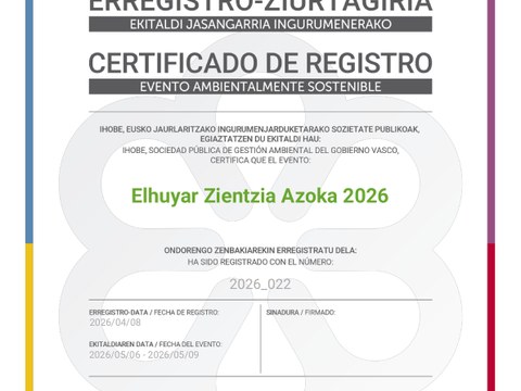 Elhuyar Zientzia Azokak Erronka Garbia ziurtagiria jaso du